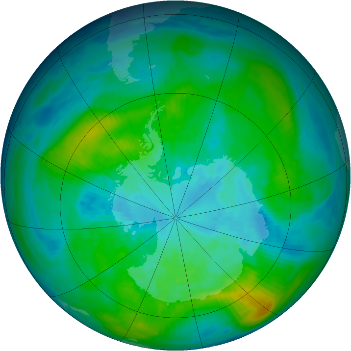 Antarctic ozone map for 29 March 1980